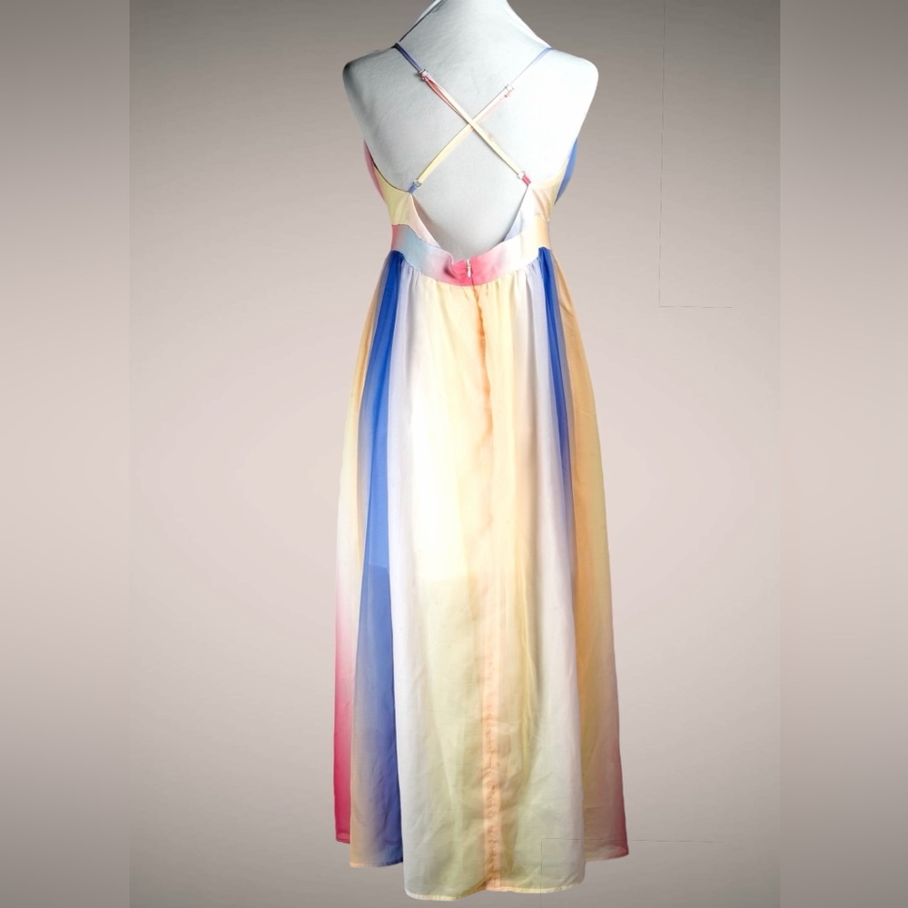 Cupshe Rainbow Maxi Dress Plunging Neckline Multicolor Polyester – Size L - Picture 7 of 15